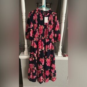 Floral Navy and Pink Dress